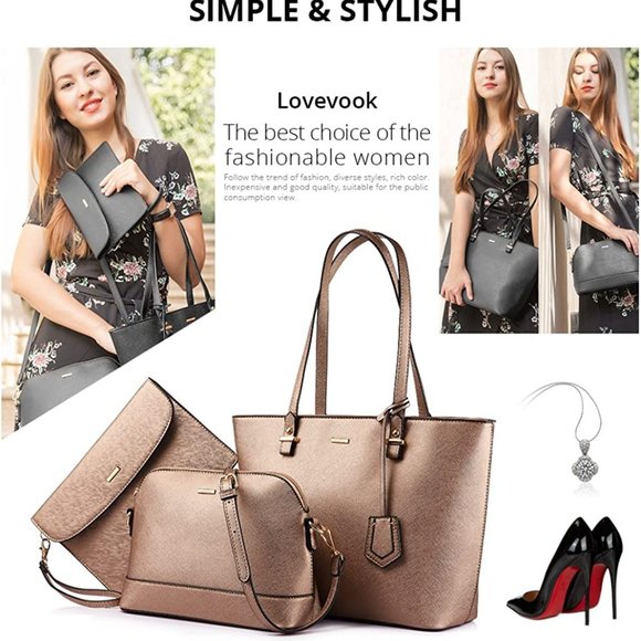 New Handbags for Women Shoulder Bags Tote Satchel Hobo 3pcs Purse Set - Picture 9 of 9